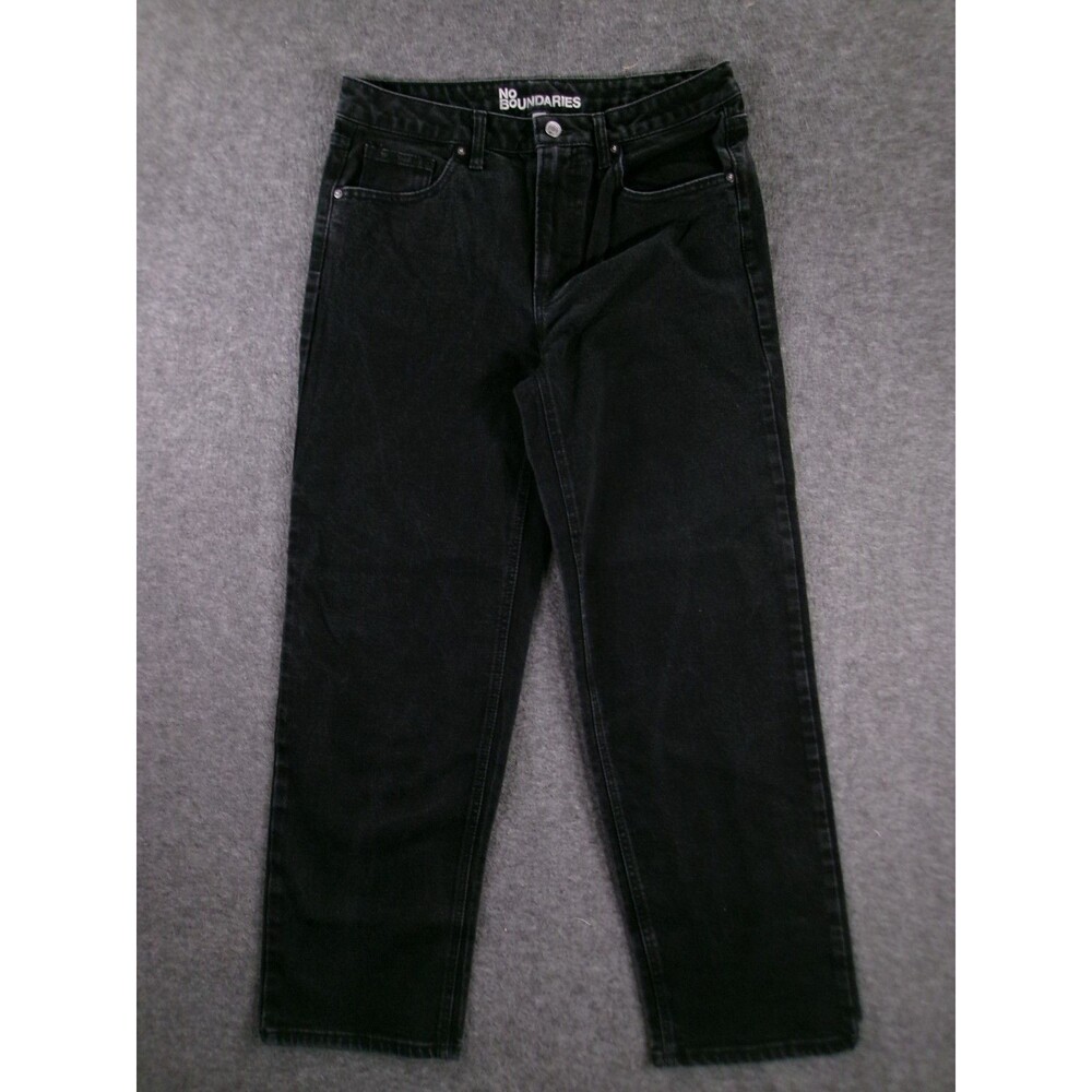 No Boundaries Jeans Women 12 Black Straight Leg Relaxed Fit Dark Wash Causal
